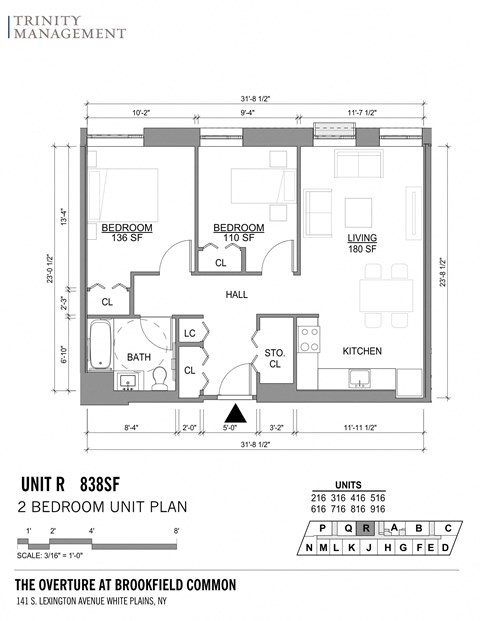 Floor plan for 2 beds, 1 bath, 878 sqft